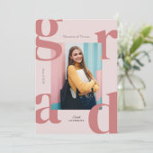 2024年モダン卒業のピンクはっきりしたクラス 招待状 (スタンド正面)