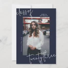 2024年モダン卒業のブルーミニマリストクラス 招待状