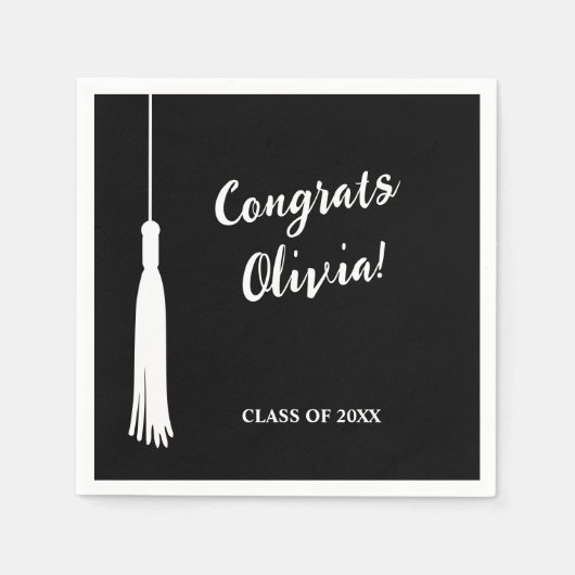 2024年モダン卒業タッセルパーソナライズされた卒業 スタンダードカクテルナプキン (正面)