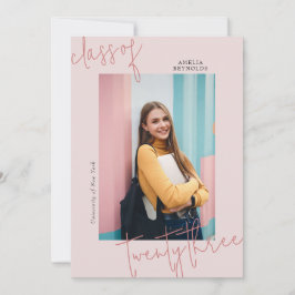 2024年モダン卒業ピンクミニマリストクラス 招待状