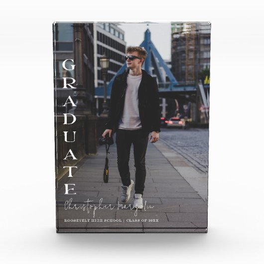 2024年モダン卒業ホワイトスクリプトオーバーレイ フォトブロック (正面)