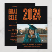 2024年モダン卒業 |写真卒業招待状 招待状 (正面/裏面)