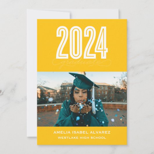 2024年モダン卒業 |写真卒業招待状 招待状 (正面)