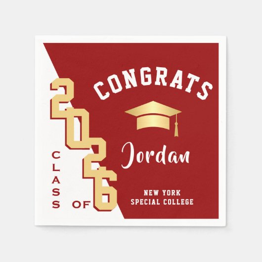 2024年モダン金赤卒業パーティーのクラス スタンダードカクテルナプキン (正面)