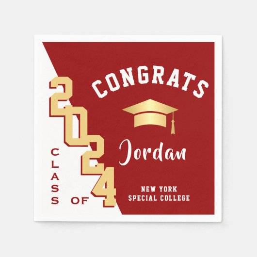 2024年モダン金赤卒業パーティーのクラス スタンダードカクテルナプキン (正面)