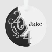 2024年モノクロとシルバーの卒業写真 オーナメント (裏面)