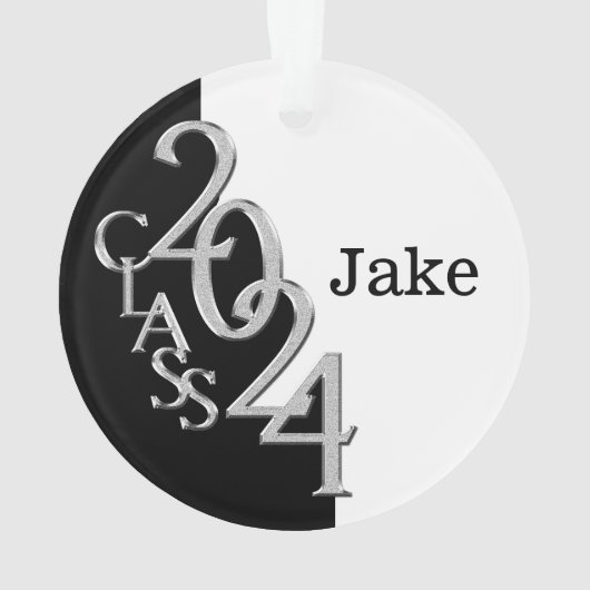 2024年モノクロとシルバーの卒業写真 オーナメント (裏面)