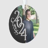2024年モノクロとシルバーの卒業写真 オーナメント (正面)