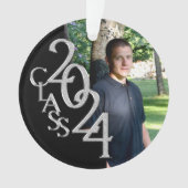 2024年モノクロとシルバーの卒業写真 オーナメント (正面)