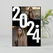 2024年リアルフォイルシルバーメタリック卒業写真  箔招待状 (立ち正面)