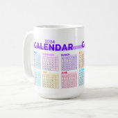 2024年レインボーカラフルフルイヤー月カレンダー コーヒーマグカップ (正面左)