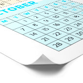 2024年レインボーカラフルフルイヤー月カレンダー ポスター (角)