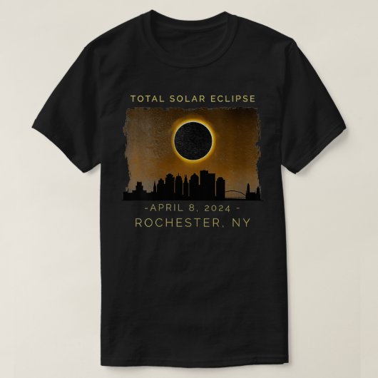 2024年ロチェスタ太陽のー・ニューYの皆既食 Tシャツ (デザイン正面)