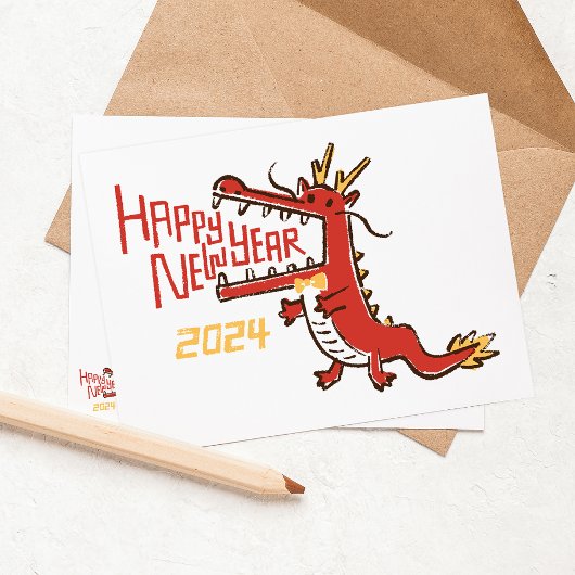 2024年中国のドラゴンの新年おめでとう シーズンポストカード