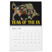 2024年中国の初カレンダー – 〔占星術の〕十二宮図動物アート カレンダー (2月 2027)