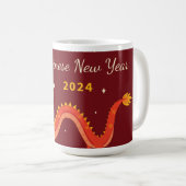 2024年中国の新年の暖かい赤龍 コーヒーマグカップ (正面右)