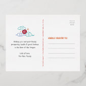 2024年中国の新年の板切りドラゴン実在金ゴールド 箔シーズンポストカード (裏面)