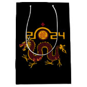 2024年中国の新年ドラゴン辰年 ミディアムペーパーバッグ (正面)