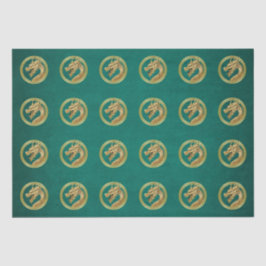 2024年中国の新年 – ドラゴングリーンと金ゴールド- 薄葉紙