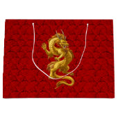 2024年中国の新金ゴールドドラゴン抱き枕 ラージペーパーバッグ (正面)