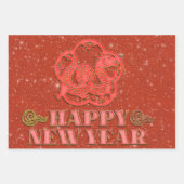 2024年中国の正月ペーパーカットドラゴンウッド金ゴールド ラッピングペーパーシート (正面3)