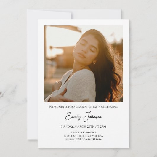 2024年写真卒業パーティーのクラス 招待状 (裏面)