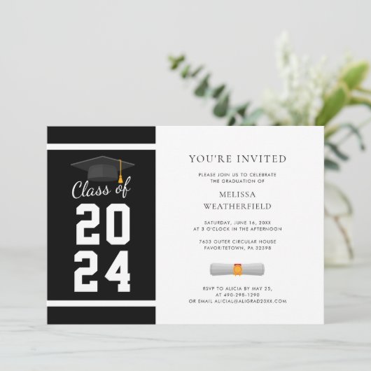 2024年写真白黒卒業会 招待状 (スタンド正面)
