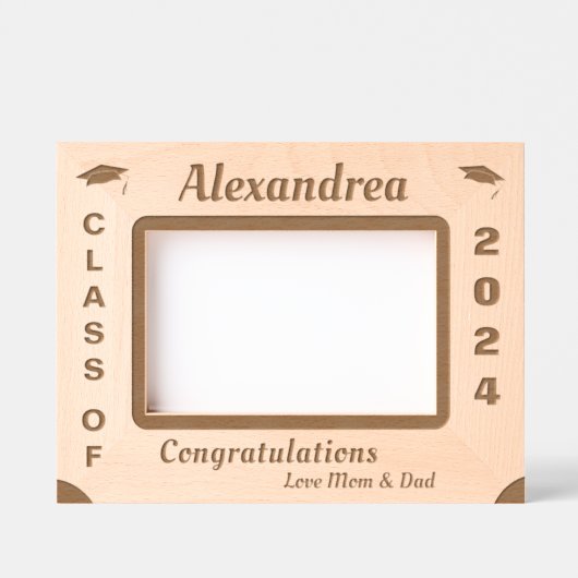 2024年卒業おめでとう木造 レーザー彫刻フレーム (正面)