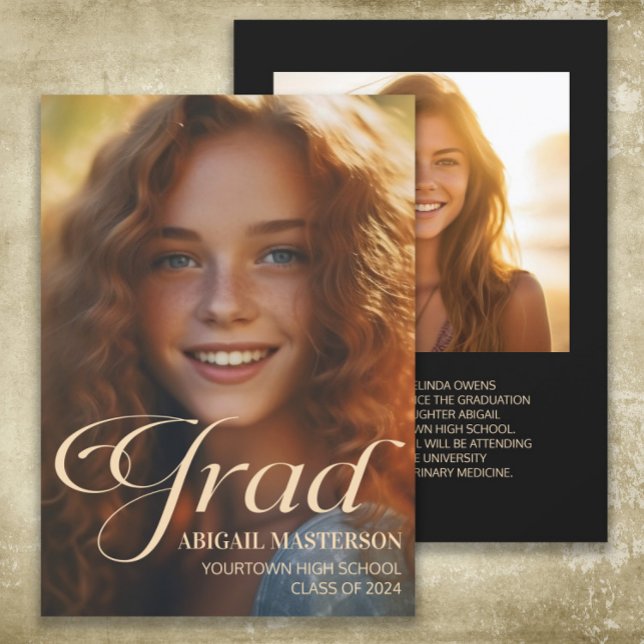 2024年卒業おめでとう フォトグッズ 卒業式  (2-photo graduation announcement card printed on both sides)
