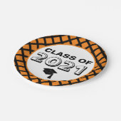 2024年卒業のオレンジと黒のクラス ペーパープレート (アングル)