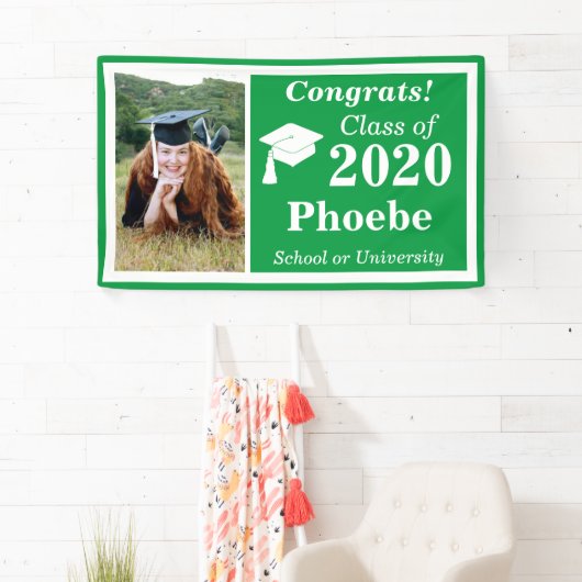 2024年卒業のグリーンホワイトワンフォトクラス 横断幕 (インサイチュ)