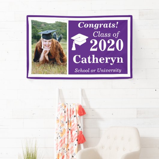 2024年卒業のパープルホワイトワンフォトクラス 横断幕 (インサイチュ)