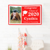 2024年卒業の赤い白1枚フォトクラス 横断幕 (インサイチュ)