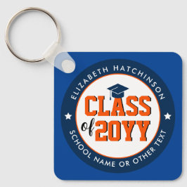 2024年卒業の青とオレンジのクラス キーホルダー