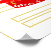 2024年卒業キャップレッドハットクラス白グリッター ポスター (角)