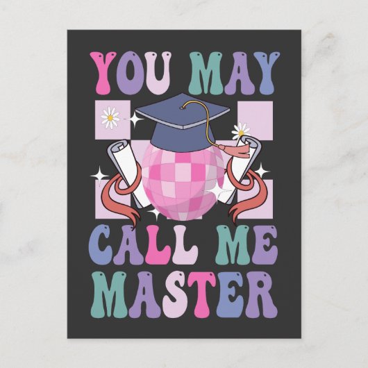 2024年卒業ギフトおもしろいマスターと呼んでくれ インビテーションポストカード (正面)