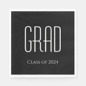 2024年卒業クラス白黒 スタンダードランチョンナプキン (正面)