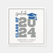 2024年卒業クラス青と灰色 スタンダードカクテルナプキン (正面)