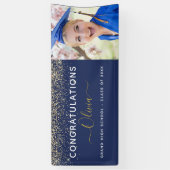 2024年卒業グリッターネイビーブルー金ゴールド モダン 横断幕 (縦)