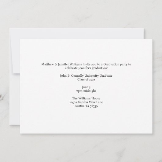 2024年卒業パーティーのはっきりしたグリーンクラス 案内状 (裏面)