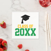 2024年卒業パーティーのグリーンと金ゴールドクラス スタンダードカクテルナプキン (インサイチュ)