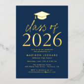 2024年卒業パーティーの海軍と金箔クラス 箔招待状 (正面)
