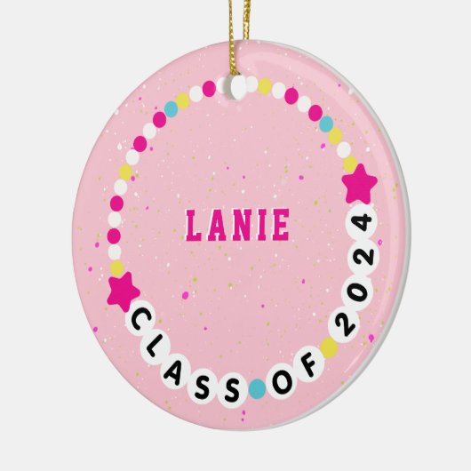 2024年卒業ピンクの友情ブレスレットクラス セラミックオーナメント (左)