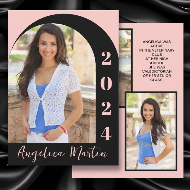 2024年卒業ピンクブラックアーチフォトクラス (Pink and black arch-photo high school graduation Class of 2024 announcement)