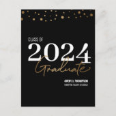2024年卒業ブラック金ゴールド卒業 案内ポストカード (正面)