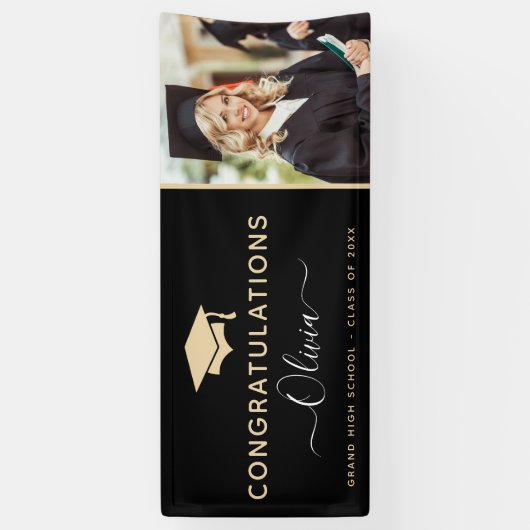 2024年卒業ブラック金ゴールド高等専門学校 横断幕 (縦)