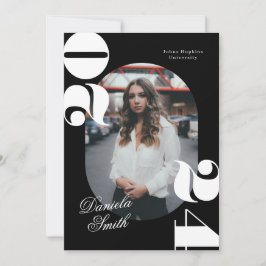 2024年卒業モダンの白黒はっきりしたクラス 招待状