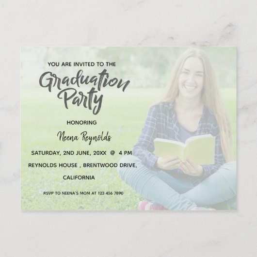 2024年卒業写真の発表とパーティー インビテーションポストカード (裏面)