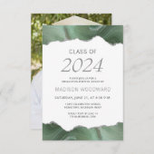 2024年卒業写真セージ緑の銀瑪瑙 招待状 (正面/裏面)