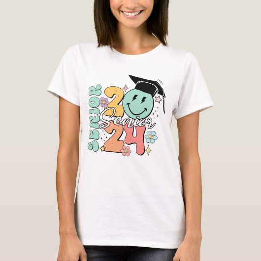 2024年卒業生のためのおもしろいシニア卒業ギフト Tシャツ (正面)